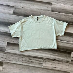 💸 5/20 Hanes Sage Green Short Sleeve Oversized Crop Top Cropped T-Shirt